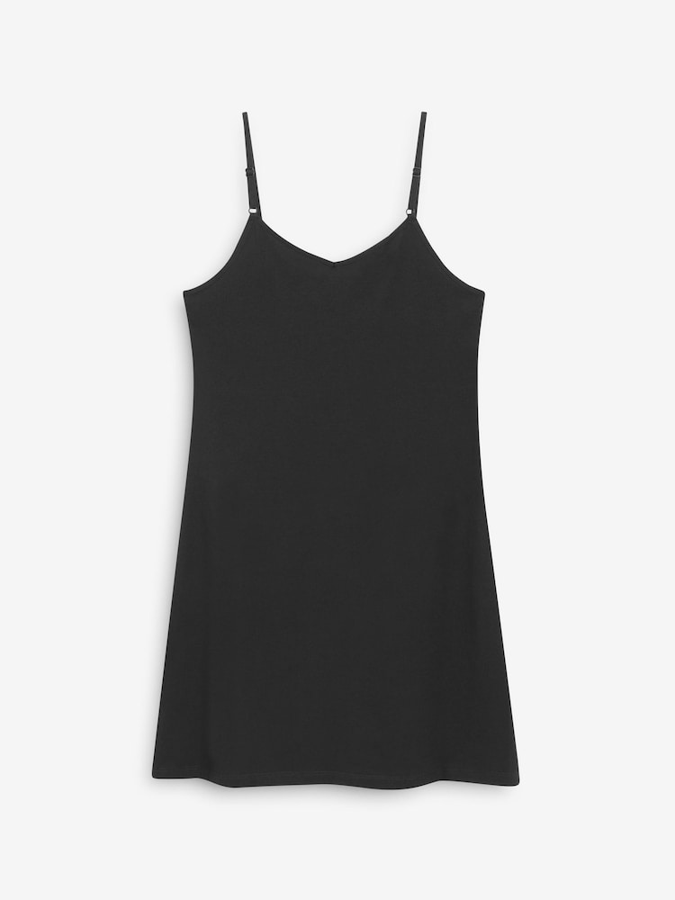 Black/White Short Naturally Cooling Cotton Midi Slips 2 Pack - Image 2 of 8