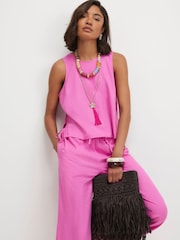 River Island Pink Linen Blend Tank Top - Image 1 of 4