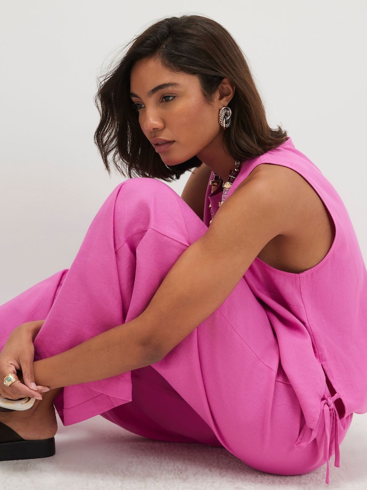 River Island Pink Linen Blend Tank Top - Image 4 of 4 River Island Pink Linen Blend Tank Top - Image 4 of 4