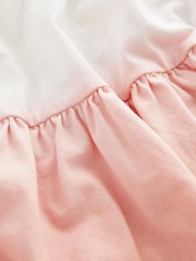 Pink/Apricot Orange Ombre 100% Cotton Jersey Back Detail Tiered Dress (3-16yrs) - Image 7 of 7