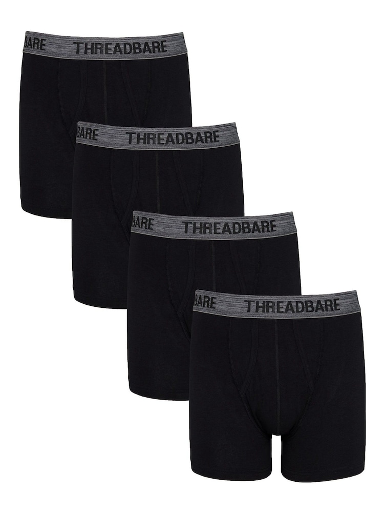 Threadbare Black A-Front Trunks 4 Packs - Image 1 of 3