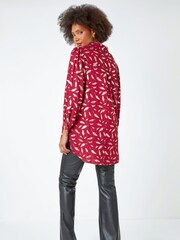 Dusk Red Metallic Foil Feather Print Shirt - Image 3 of 4