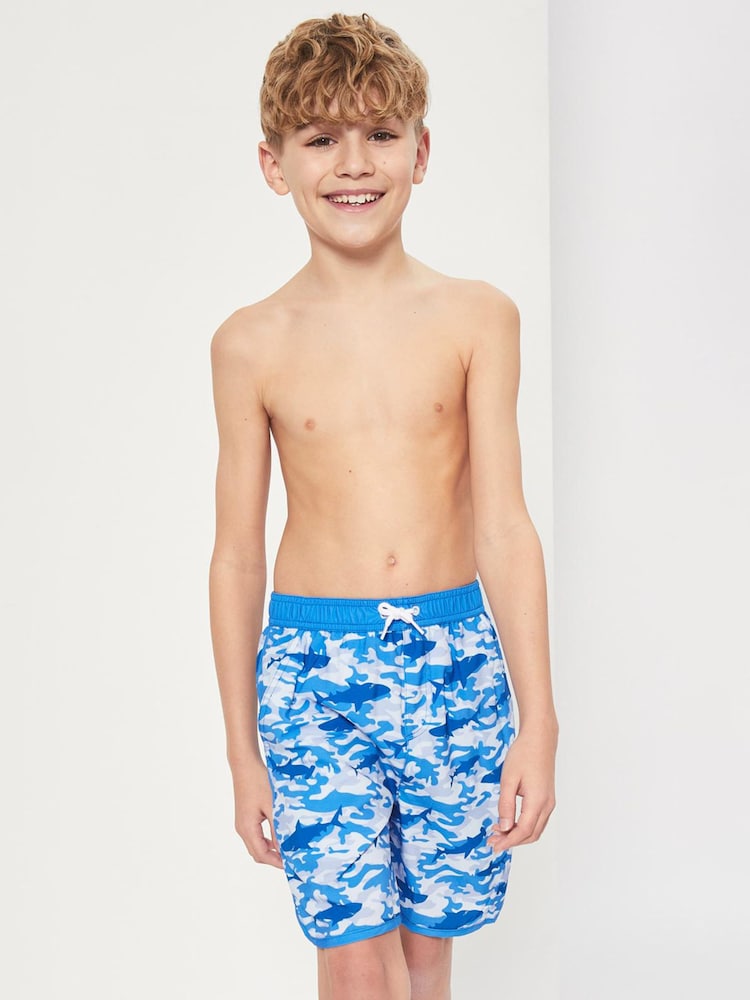 Harry Bear Blue Boys Camo Swim Shorts - Image 1 of 4