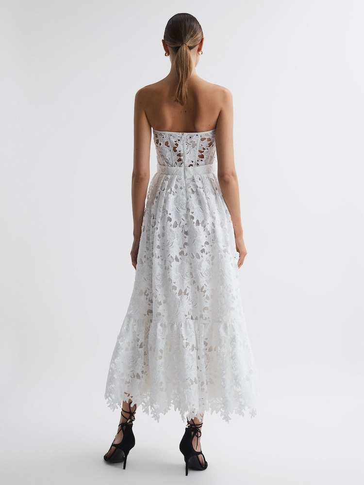 Buy Leo Lin Bustier Lace Midi Dress from Next Luxembourg