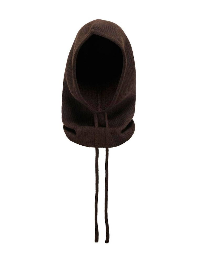 ONLY Brown Ribbed Tie Detail Balaclava Hat - Image 2 of 2 ONLY Brown Ribbed Tie Detail Balaclava Hat - Image 2 of 2