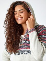 Roman White Nordic Print Pocket Hoodie - Image 3 of 5