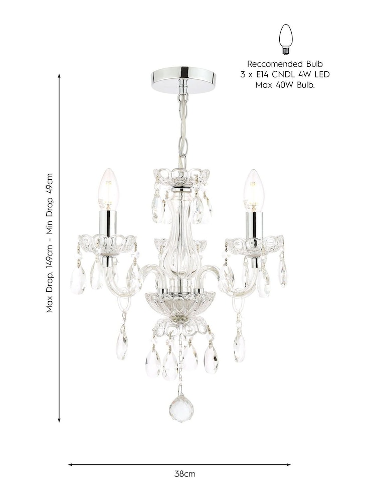Laura Ashley Chrome Harriet Crystal 3 Light Light - Image 2 of 3
