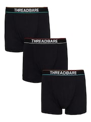 Threadbare Black Chrome Dark Black Hipster Boxers 3 Pack - Image 1 of 6