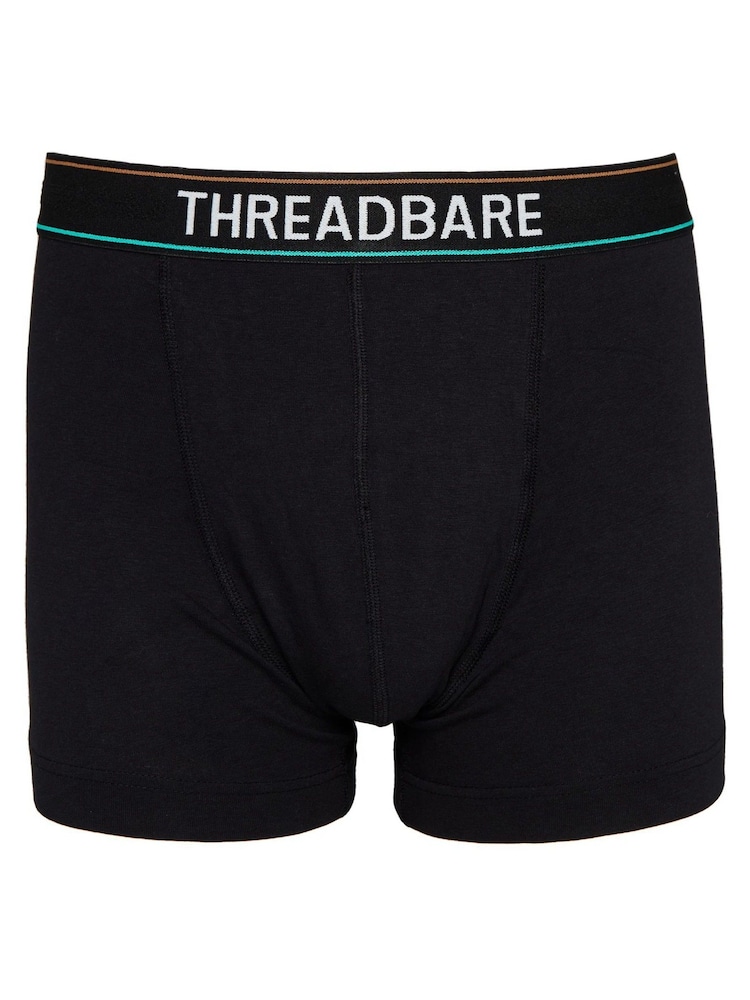 Threadbare Black Chrome Dark Black Hipster Boxers 3 Pack - Image 2 of 6
