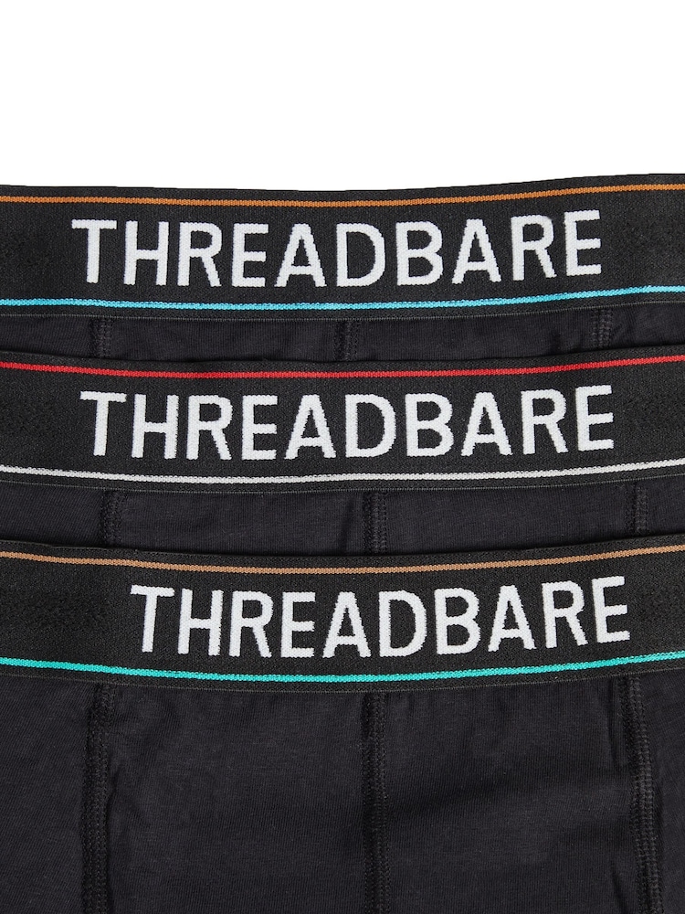Threadbare Black Chrome Dark Black Hipster Boxers 3 Pack - Image 6 of 6