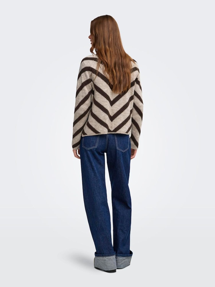 ONLY Chevron Stripe Crew Neck Pullover Jumper - Bilde 2 av 7