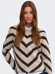 ONLY Chevron Stripe Crew Neck Pullover Jumper - Bilde 3 av 7
