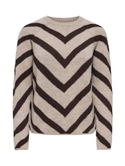 ONLY Chevron Stripe Crew Neck Pullover Jumper - Bilde 6 av 7