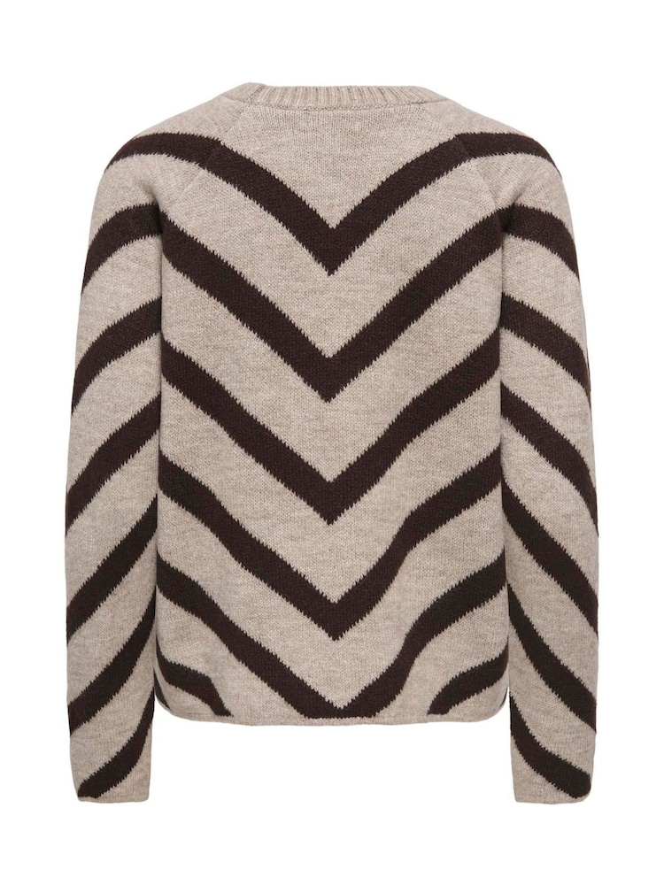 ONLY Chevron Stripe Crew Neck Pullover Jumper - Bilde 7 av 7