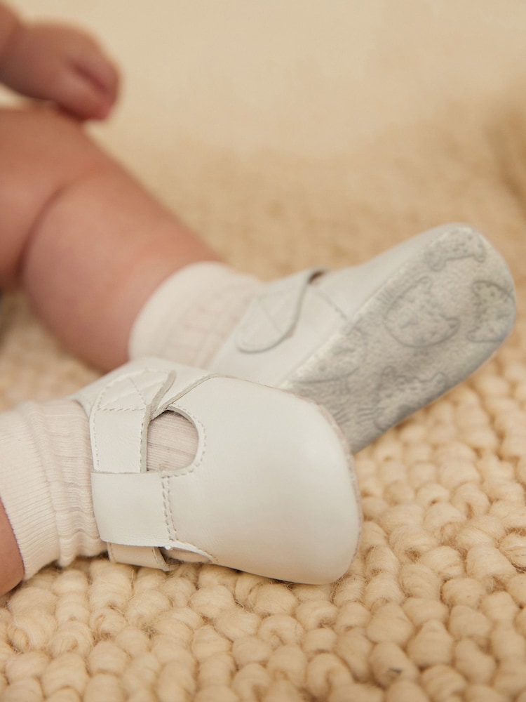 White Baby Leather T-Bar Shoes (0-24mths) - Image 1 of 6