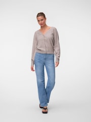 VERO MODA Cream Short Sleeve V-Neck Cardigan - Image 2 of 5