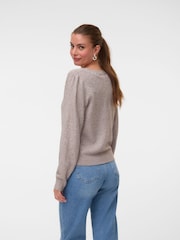 VERO MODA Cream Short Sleeve V-Neck Cardigan - Image 3 of 5