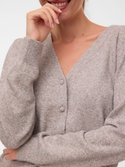 VERO MODA Cream Short Sleeve V-Neck Cardigan - Image 4 of 5