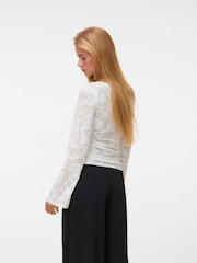 VERO MODA White Long Sleeve Ruched Side Top - Image 3 of 5