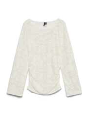 VERO MODA White Long Sleeve Ruched Side Top - Image 5 of 5