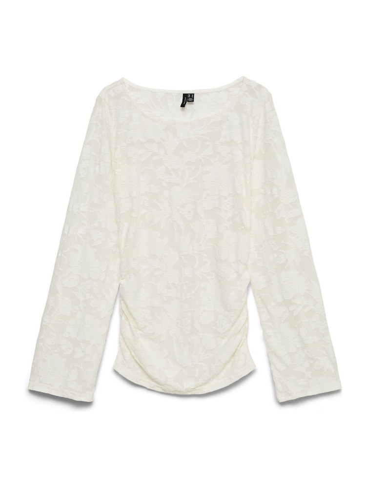 VERO MODA White Long Sleeve Ruched Side Top - Image 5 of 5