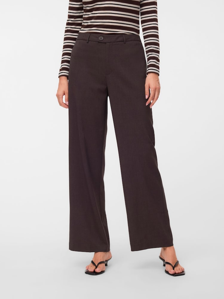 VERO MODA Brown Mid Rise Straight Leg Trousers - Image 1 of 6 VERO MODA Brown Mid Rise Straight Leg Trousers - Image 1 of 6