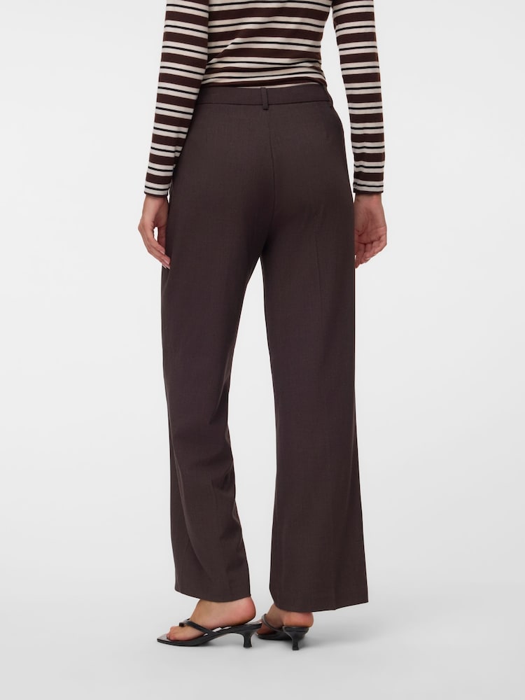 VERO MODA Brown Mid Rise Straight Leg Trousers - Image 2 of 6 VERO MODA Brown Mid Rise Straight Leg Trousers - Image 2 of 6