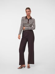 VERO MODA Brown Mid Rise Straight Leg Trousers - Image 3 of 6