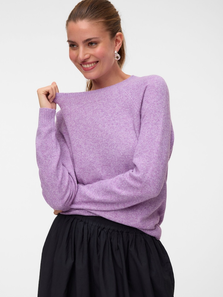 Vero Moda Purple Round Neck Soft Touch Cosy Knitted Jumper - Image 1 of 5