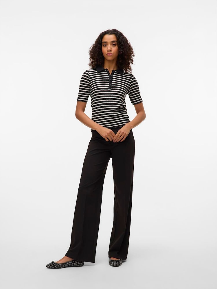 VERO MODA Black Mid Rise Straight Leg Trousers - Image 2 of 4