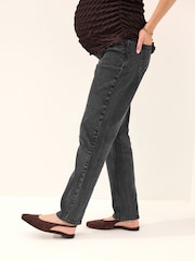 Washed Black Maternity Straight Leg Jeans - Image 2 of 8