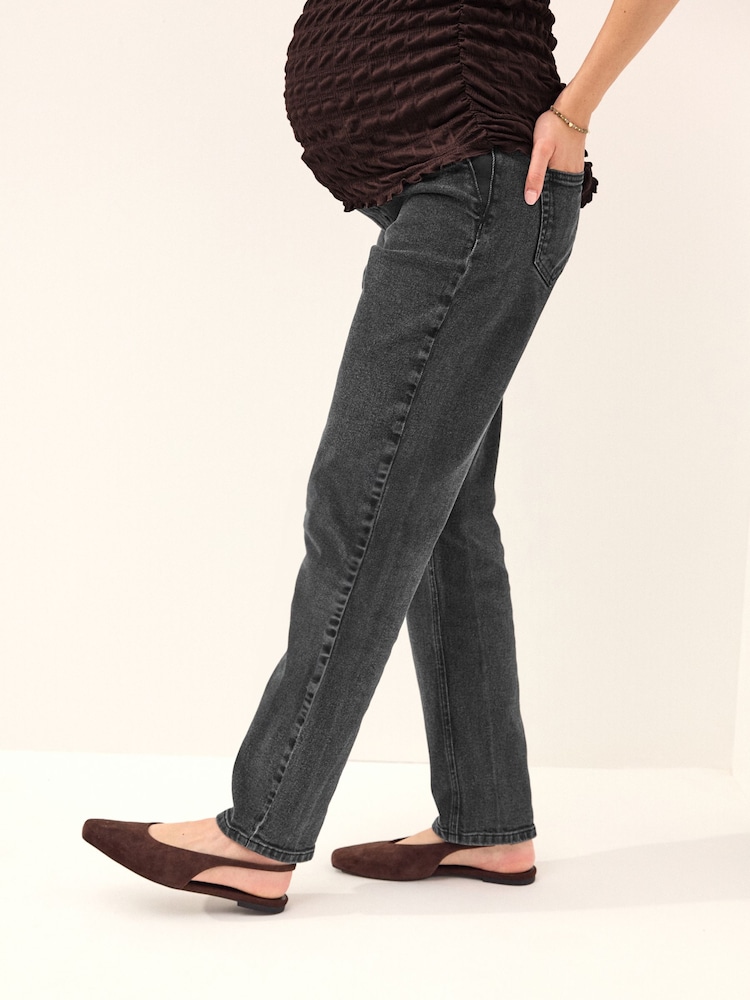 Washed Black Maternity Straight Leg Jeans - Image 2 of 8