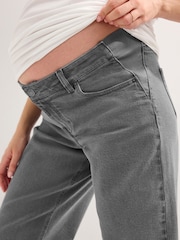 Grey Maternity Wide Leg 100% Cotton Jeans - Image 4 of 8