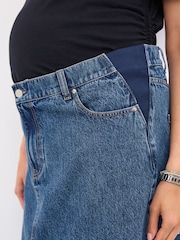 Mid Blue Denim Maternity Midaxi 100% Cotton Skirt - Image 5 of 9