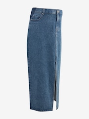 Mid Blue Denim Maternity Midaxi 100% Cotton Skirt - Image 7 of 9