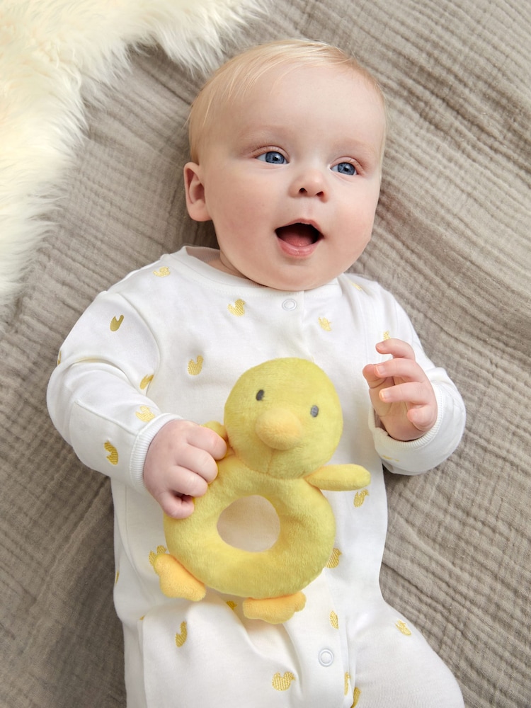 JoJo Maman Bébé Duck Plush Ring Rattle - Image 1 of 2