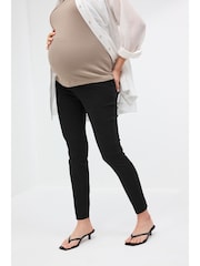 Black Maternity Denim Look Leggings - Image 1 of 9