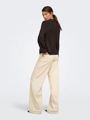 ONLY Brown Textured High Neck Volume Sleeve Jumper - Image 2 of 6