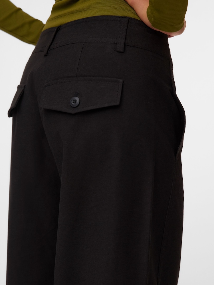 VERO MODA Black Mid Rise Barrel Leg Trousers - Image 4 of 4