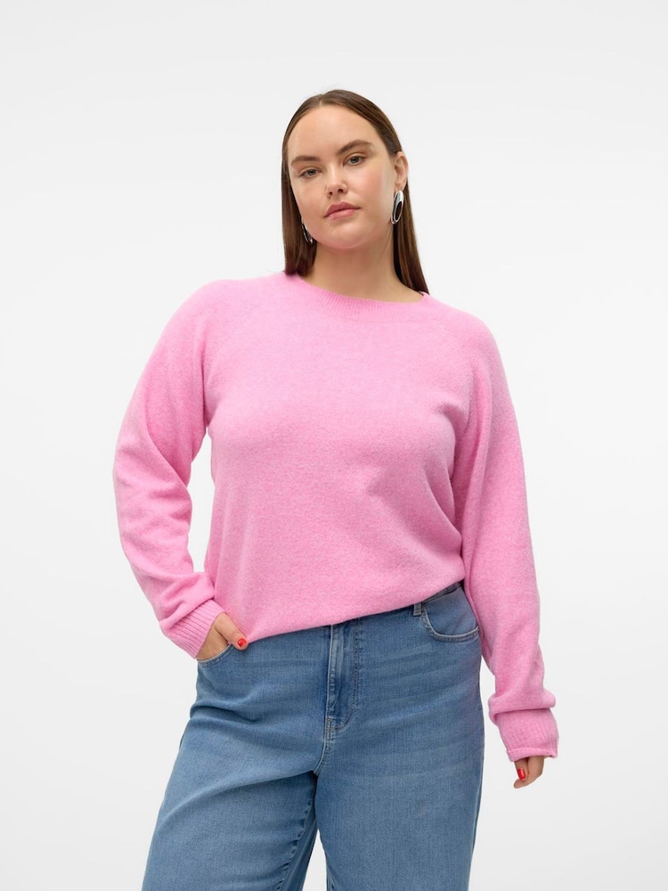 Svetlo roza - Udoben mehek pleten pulover z okroglim ovratnikom Vero Moda - Slika 1 iz 5 Svetlo roza - Udoben mehek pleten pulover z okroglim ovratnikom Vero Moda - Slika 1 iz 5