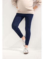 Dark Blue Maternity Denim Look Leggings - Image 1 of 8