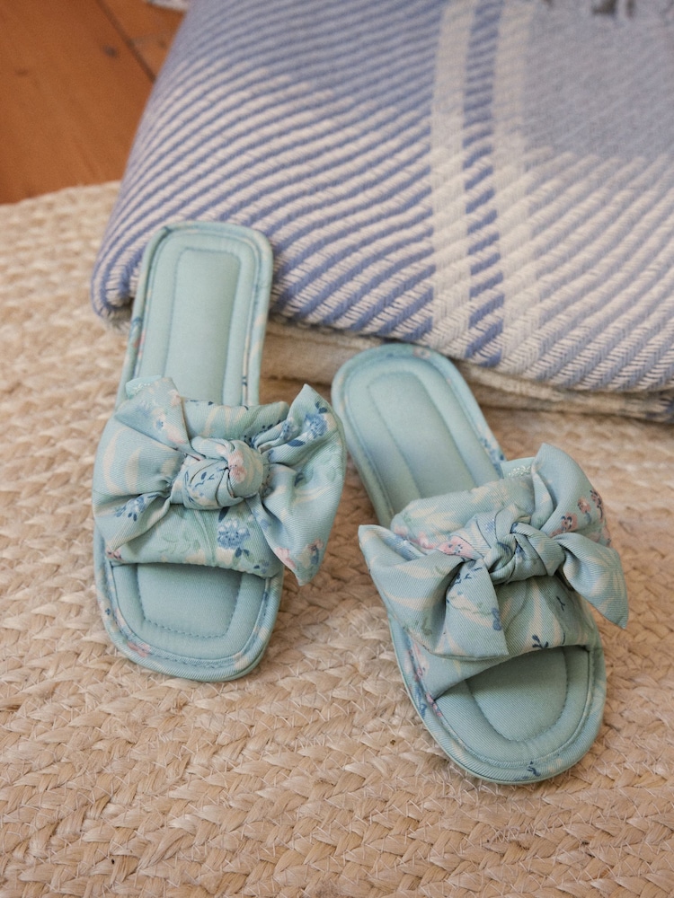 Laura Ashley Green Mosedale Posy Print Open Bow Mule - Image 2 of 8