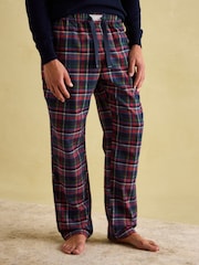 Joules Sleeper Navy Checked Pyjama Bottoms - Image 1 of 8