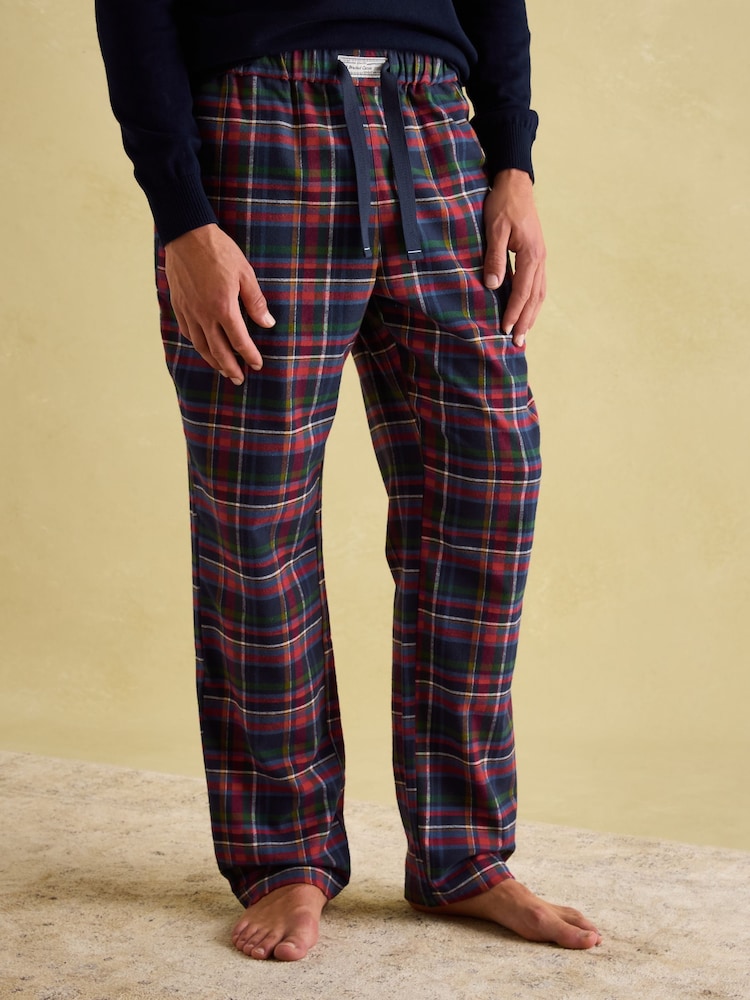 Joules Sleeper Navy Checked Pyjama Bottoms - Image 1 of 8