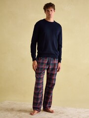 Joules Sleeper Navy Checked Pyjama Bottoms - Image 3 of 8