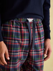Joules Sleeper Navy Checked Pyjama Bottoms - Image 4 of 8