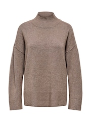 ONLY Brown High Neck Longline Slit Jumper - Image 5 of 6