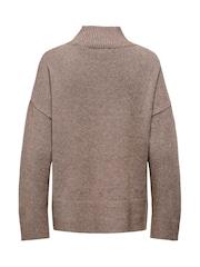 ONLY Brown High Neck Longline Slit Jumper - Image 6 of 6