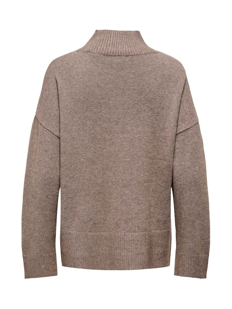 ONLY Brown High Neck Longline Slit Jumper - Image 6 of 6 ONLY Brown High Neck Longline Slit Jumper - Image 6 of 6