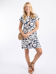 Weird Fish Blue Orlando Printed Shift Dress - Image 3 of 7
